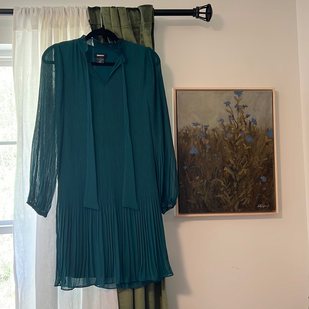 DKNY Teal Pleated Dress